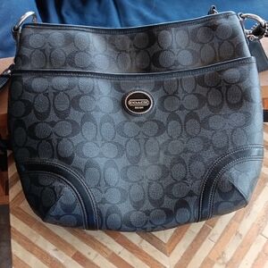 Coach Black Shoulder Bag with Signature Design